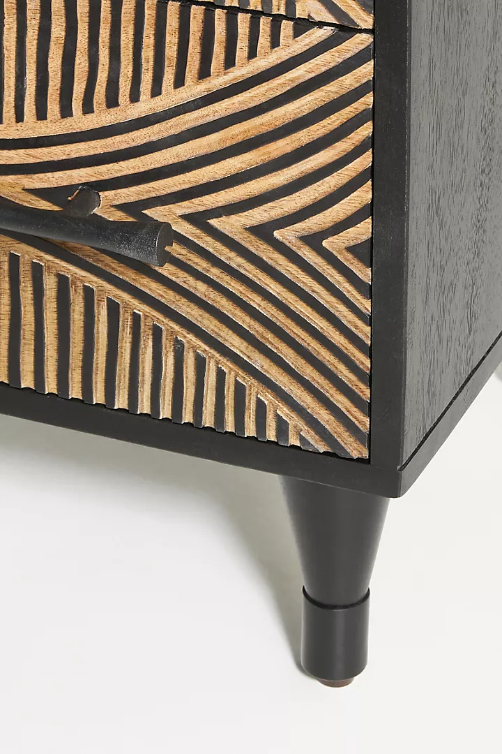 Handcarved Thalia Nightstand Carving Drawer
