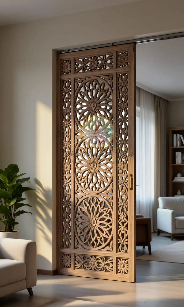 Handcarved Wooden Door | Mandala Panel Interior, Single, Pocket, Barn, French, Panel,  Double, Sliding, Pocket &amp; Temple Door Interior &amp; Exterior, Homes, Villas &amp; Office