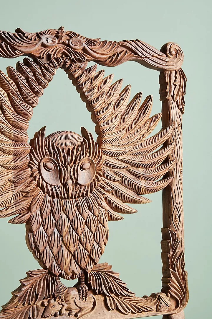 Hand Carved Dining Room Owl Luxury Carving Chair