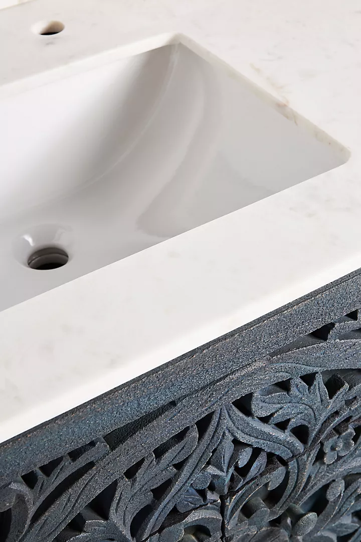 Handcarved Lombok Double Bathroom Vanity Carving Cutout Bathroom Cabinet