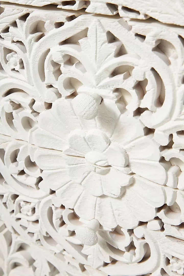 Handcarved Lombok Storage Cabinet Carving Furniture White