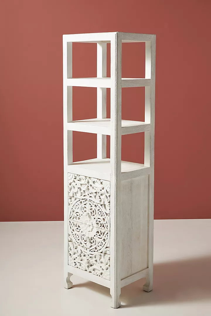 Handcarved Lombok Storage Cabinet Carving Furniture White