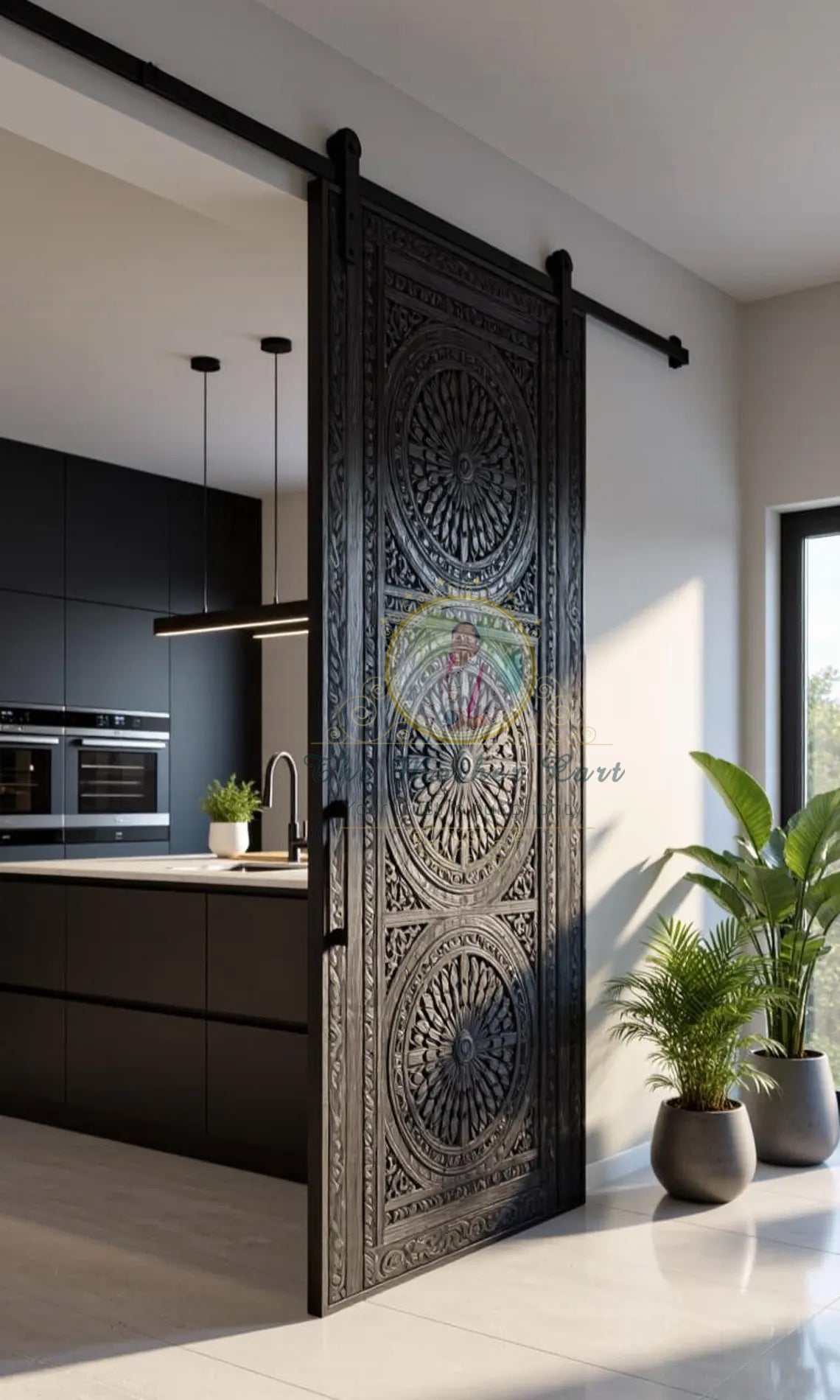 Handcarved Wooden Door | Black Mandala Interior, Single, Pocket, Barn, French, Panel,  Double, Sliding, Pocket & Temple Door Interior & Exterior, Homes, Villas & Office