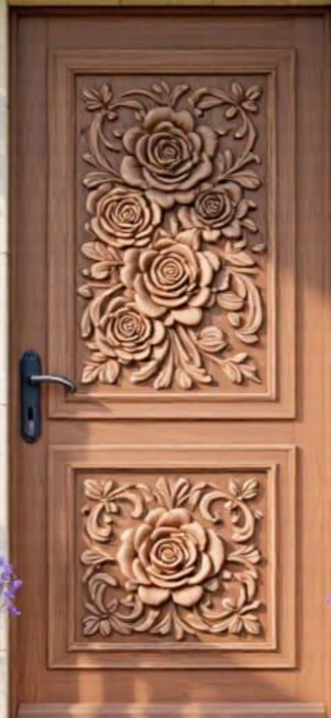 Handcarved Wooden Door | Floral Rose Mandala Interior, Single, Pocket, Barn, French, Panel,  Double, Sliding, Pocket & Temple Door Interior & Exterior, Homes, Villas & Office