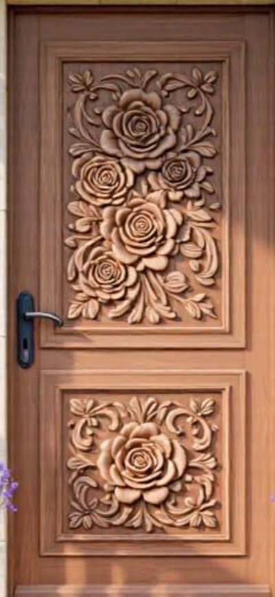 Handcarved Wooden Door | Floral Rose Mandala Interior, Single, Pocket, Barn, French, Panel,  Double, Sliding, Pocket & Temple Door Interior & Exterior, Homes, Villas & Office