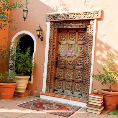 Handcarved Wooden Door | Traditional Floral Interior, Single, Pocket, Barn, French, Panel,  Double, Sliding, Pocket & Temple Door Interior & Exterior, Homes, Villas & Office
