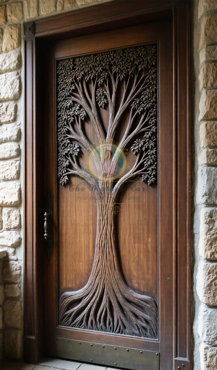 Handcarved Wooden Door | Tree of Life Entry, Interior, Single, Pocket, Barn, French, Panel,  Double, Sliding, Pocket &amp; Temple Door Interior &amp; Exterior, Homes, Villas &amp; Offices,