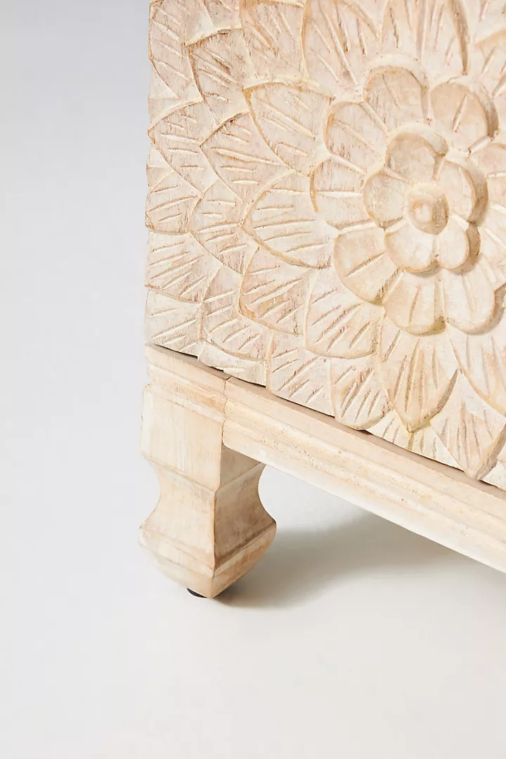 Handcarved Lotus Entryway Indoor Cabinet Lotus Flowers Carving Sideboard