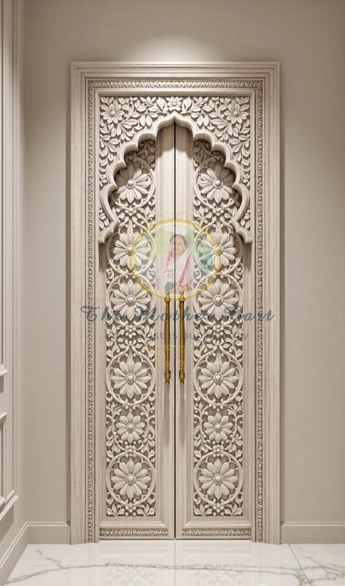 Handcarved Wooden Door | Whitewash Floral Interior, Single, Pocket, Barn, French, Panel,  Double, Sliding, Pocket & Temple Door Interior & Exterior, Homes, Villas & Office