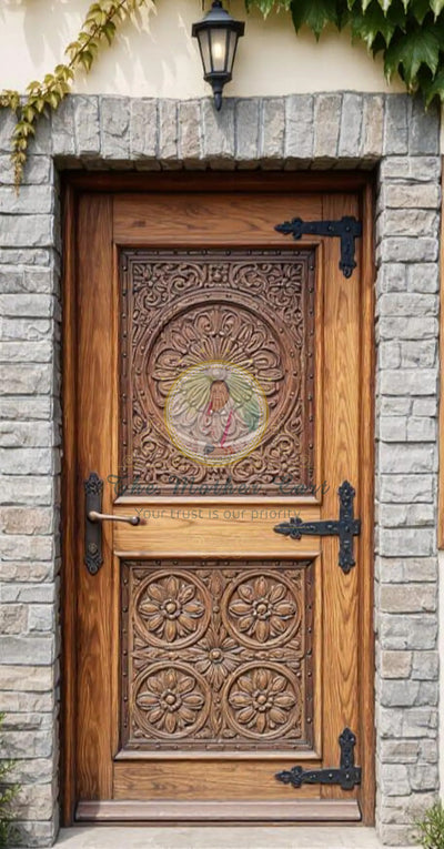 Handcarved Wooden Door | Traditional Floral & Circular Interior, Single, Pocket, Barn, French, Panel,  Double, Sliding, Pocket & Temple Door Interior & Exterior, Homes, Villas & Office