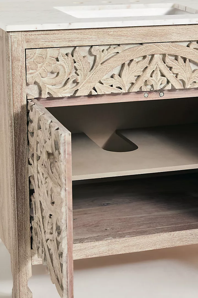 Handcarved Lombok Single Bathroom Vanity carving Inspired cutouts