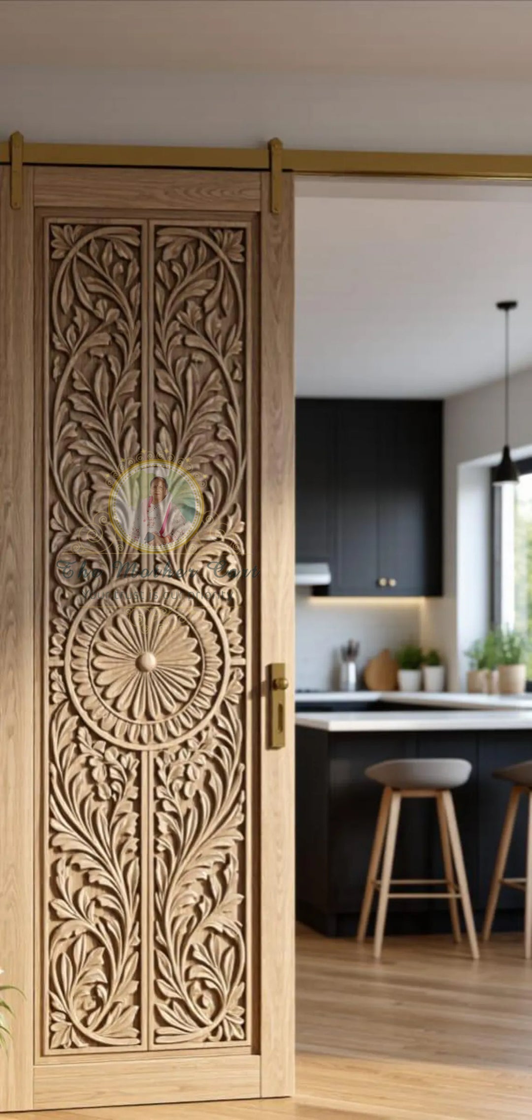 Handcarved Wooden Door | Handcrafted Luxury Floral Mandala Wooden Carved Interior, Single, Pocket, Barn, French, Panel,  Double, Sliding, Pocket &amp; Temple Door Interior &amp; Exterior, Homes, Villas &amp; Office