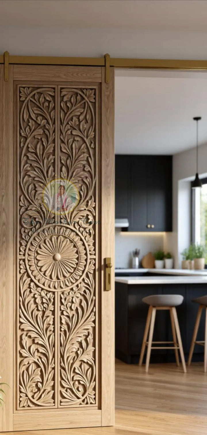 Handcarved Wooden Door | Handcrafted Luxury Floral Mandala Wooden Carved Interior, Single, Pocket, Barn, French, Panel,  Double, Sliding, Pocket &amp; Temple Door Interior &amp; Exterior, Homes, Villas &amp; Office