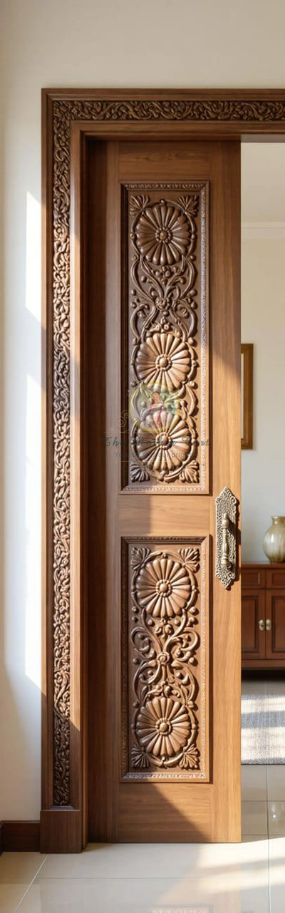 Handcarved Wooden Door | Handcrafted Floral & Geometric Wooden Carved Interior, Single, Pocket, Barn, French, Panel,  Double, Sliding, Pocket & Temple Door Interior & Exterior, Homes, Villas & Office