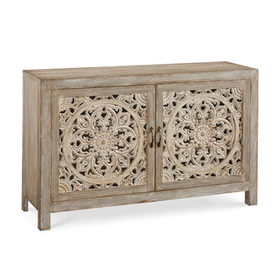 Handcarved Boho Solid Wood Cabinet Carving Two-door Chest