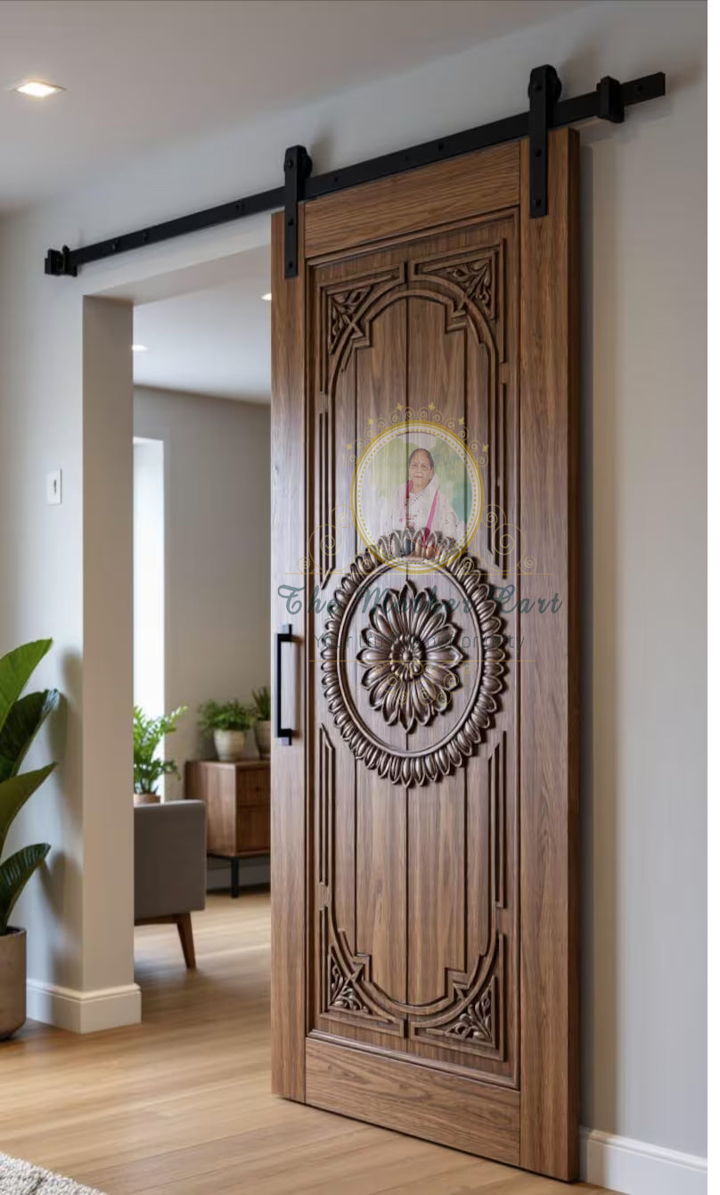 Handcarved Wooden Door | Handcrafted Central Floral Wooden Carved Interior, Single, Pocket, Barn, French, Panel,  Double, Sliding, Pocket & Temple Door Interior & Exterior, Homes, Villas & Office