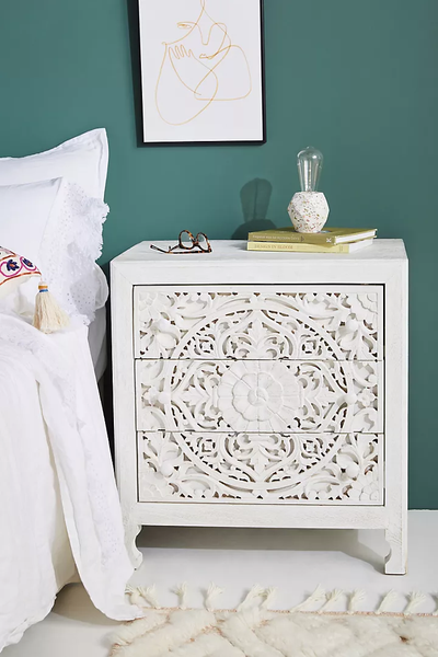 Handcarved Lombok Nightstand Inspired Carving Cutouts Storage Space Bedroom