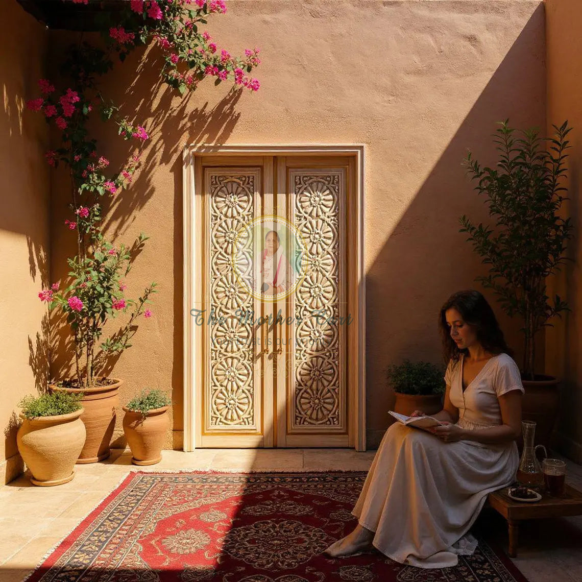 Handcarved Wooden Door | Handcrafted Cream Whitewash Finish Floral Panel Carved Interior, Single, Pocket, Barn, French, Panel,  Double, Sliding, Pocket & Temple Door Interior & Exterior, Homes, Villas & Office