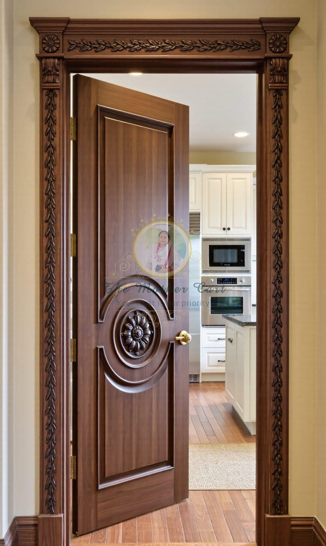 Handcarved Wooden Door | Classic Round Medallion Interior, Single, Pocket, Barn, French, Panel,  Double, Sliding, Pocket & Temple Door Interior & Exterior, Homes, Villas & Offices