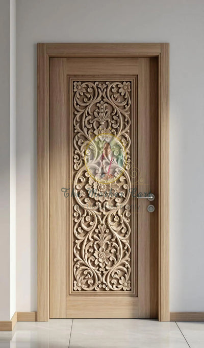 Handcarved Wooden Door | Handcrafted Floral & Vine Design Carvings Carved Interior, Single, Pocket, Barn, French, Panel,  Double, Sliding, Pocket & Temple Door Interior & Exterior, Homes, Villas & Office