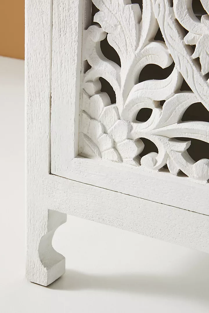 Handcarved Lombok Entryway Cabinet Carving White Sideboard