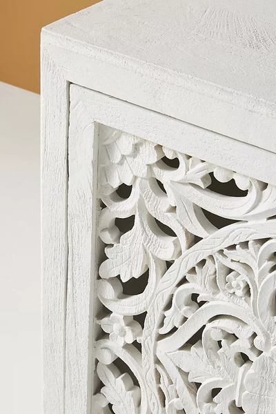 Handcarved Lombok Entryway Cabinet Carving White Sideboard