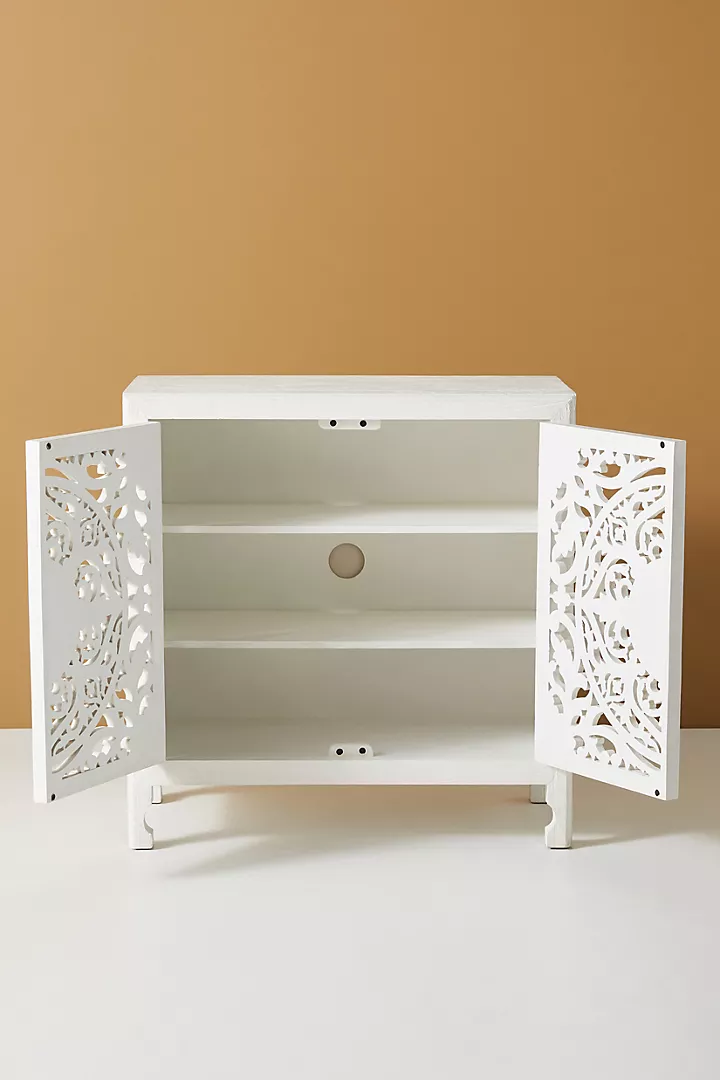 Handcarved Lombok Entryway Cabinet Carving White Sideboard