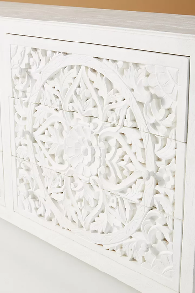 Hand carved Lombok Six-Drawer Dresser Filigree-inspired Cutouts Carving Sideboard Beautifully Furniture