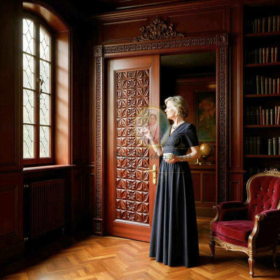 Handcarved Wooden Door | Handcrafted Geometric Floral Pattern Carvings Carved Interior, Single, Pocket, Barn, French, Panel,  Double, Sliding, Pocket & Temple Door Interior & Exterior, Homes, Villas & Office