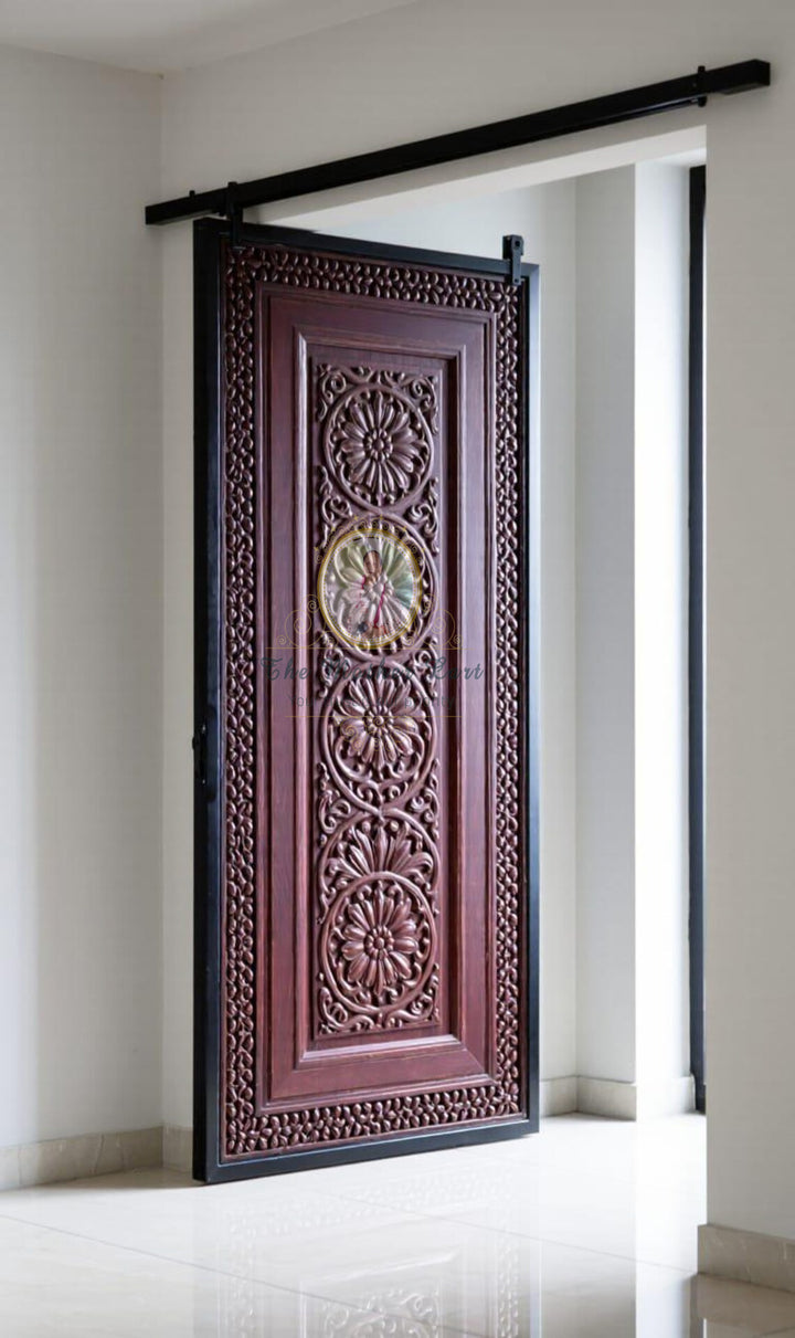 Handcarved Wooden Door | Handcrafted Floral Carving Traditional Indian Interior, Single, Pocket, Barn, French, Panel,  Double, Sliding, Pocket &amp; Temple Door Interior &amp; Exterior, Homes, Villas &amp; Office