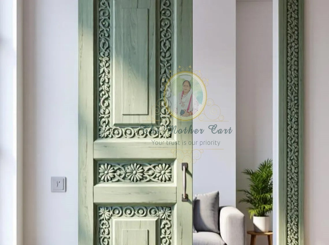 Handcarved Wooden Door | Handcrafted Beautifully Floral Interior, Single, Pocket, Barn, French, Panel,  Double, Sliding, Pocket & Temple Door Interior & Exterior, Homes, Villas & Office