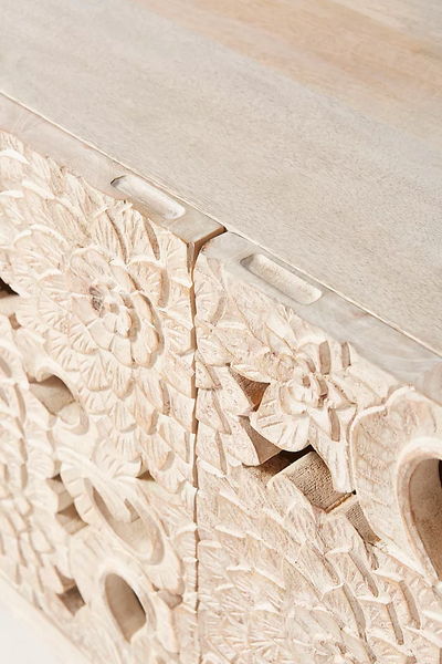 Handcarved Lotus Media Console Carving Furniture