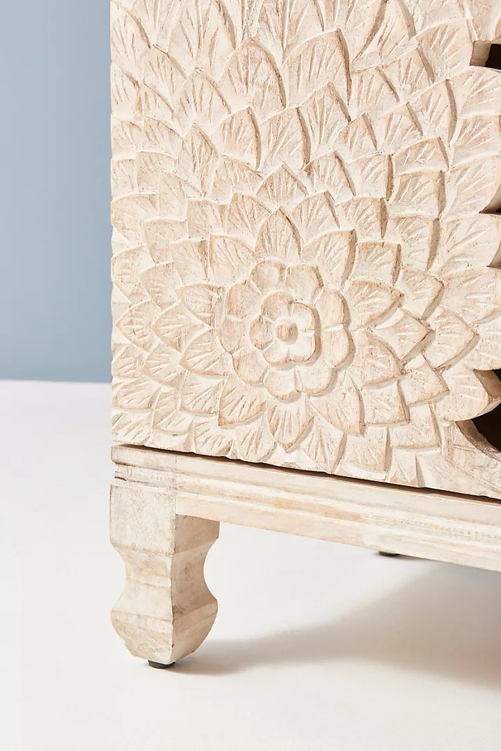 Handcarved Lotus Media Console Carving Furniture