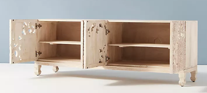 Handcarved Lotus Media Console Carving Furniture