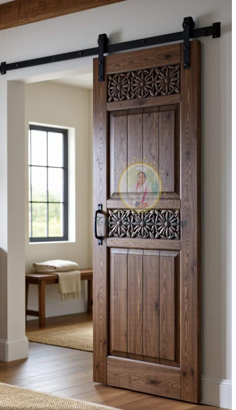 Handcarved Wooden Door | Handcrafted Floral Carving – Rustic Interior, Single, Pocket, Barn, French, Panel,  Double, Sliding, Pocket &amp; Temple Door Interior &amp; Exterior, Homes, Villas &amp; Office