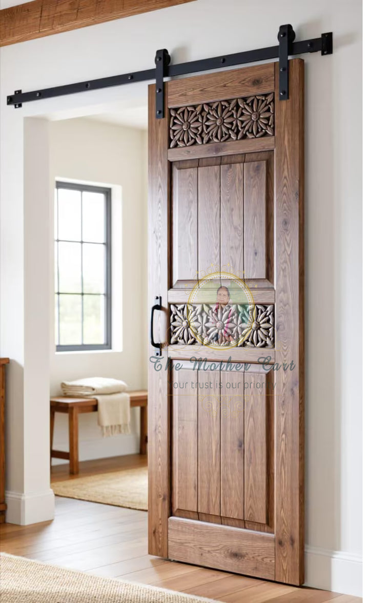 Handcarved Wooden Door | Handcrafted Floral Carving – Rustic Interior, Single, Pocket, Barn, French, Panel,  Double, Sliding, Pocket &amp; Temple Door Interior &amp; Exterior, Homes, Villas &amp; Office