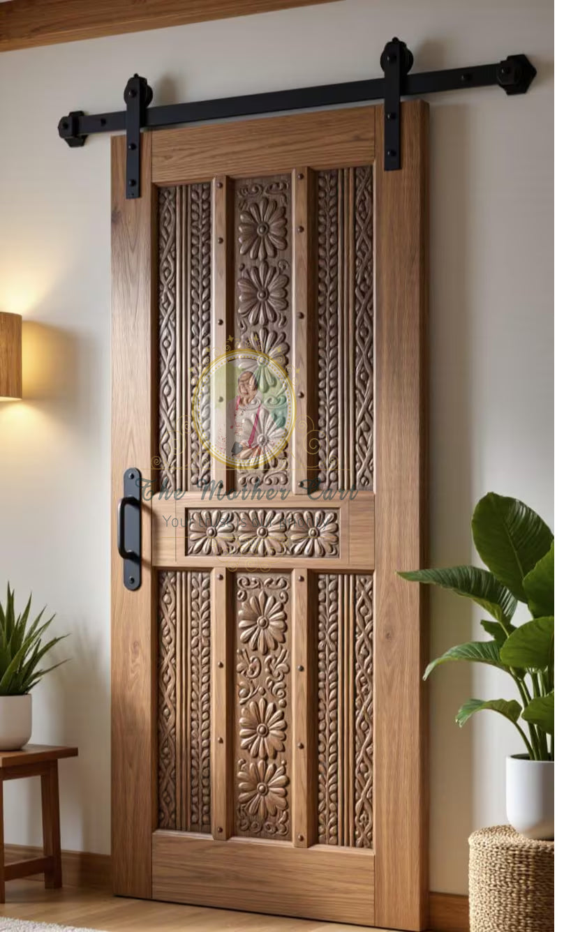 Handcarved Wooden Door | Handcrafted Floral Intricate Carving Interior, Single, Pocket, Barn, French, Panel,  Double, Sliding, Pocket &amp; Temple Door Interior &amp; Exterior, Homes, Villas &amp; Office