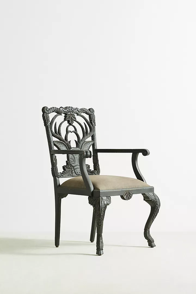 Hand Carved Dining Room Deer With Arm Luxury Carving Chair