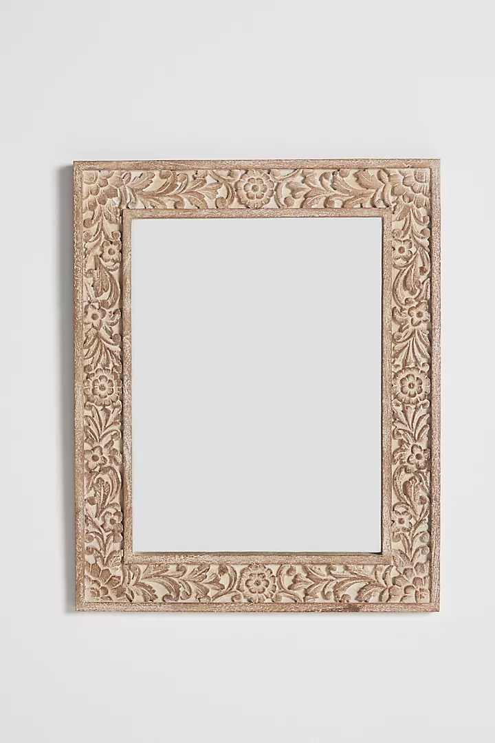 Handcarved Lombok Mirror Carving White-washed Furniture