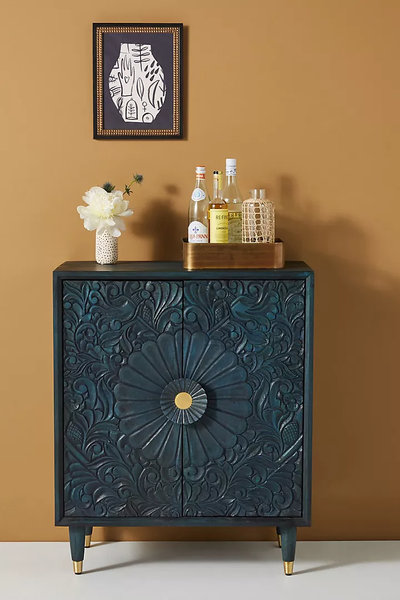 Handcarved Gulliver Entryway Cabinet Carving Indoor Sideboard