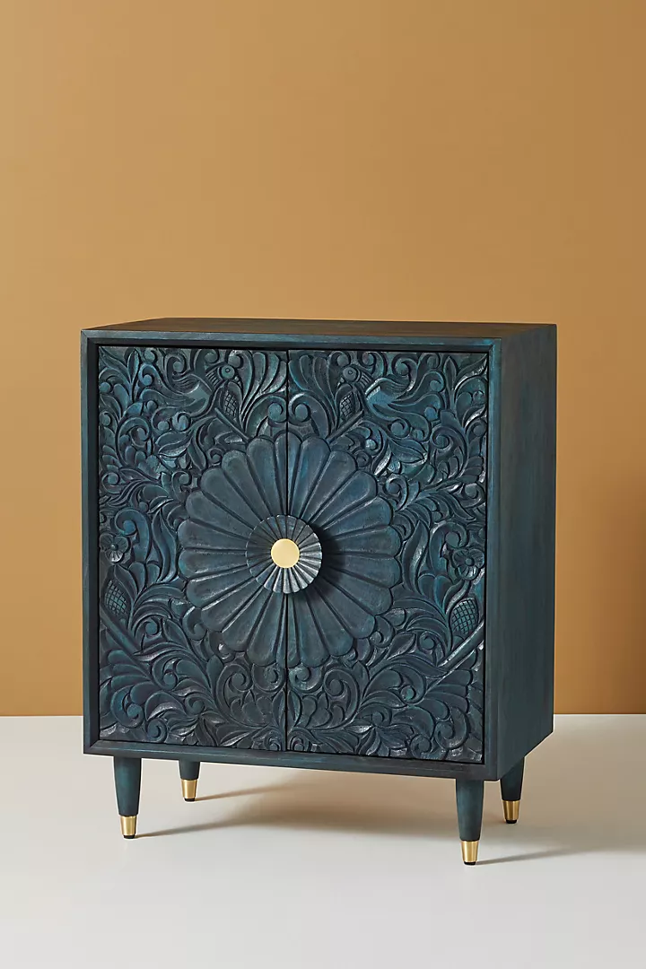 Handcarved Gulliver Entryway Cabinet Carving Indoor Sideboard