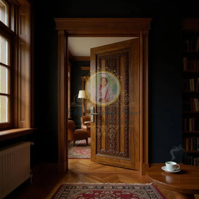 Handcarved Wooden Door | Floral Panel Interior, Single, Pocket, Barn, French, Panel,  Double, Sliding, Pocket & Temple Door Interior & Exterior, Homes, Villas & Office