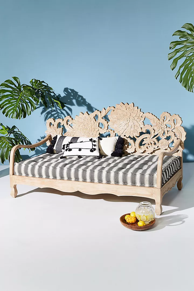 Handcarved Lotus Daybed Carving Sofa