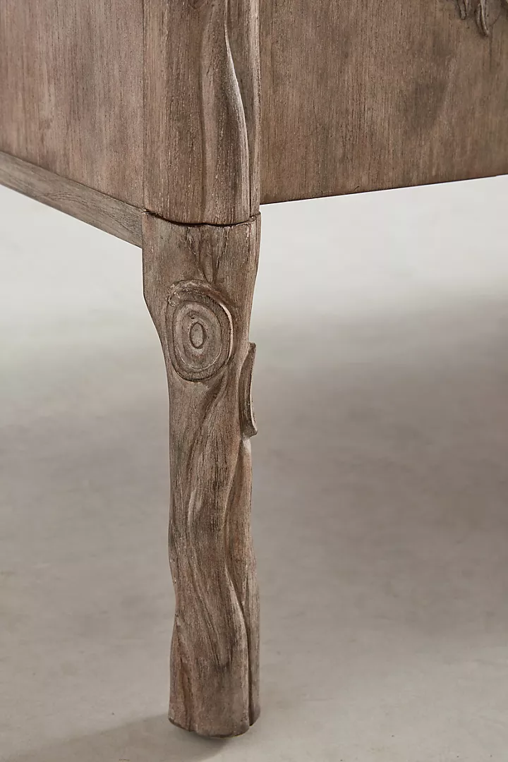 Hand-Carved Wooden Sideboard with Deer Design – Rustic Forest-Inspired Storage Cabinet