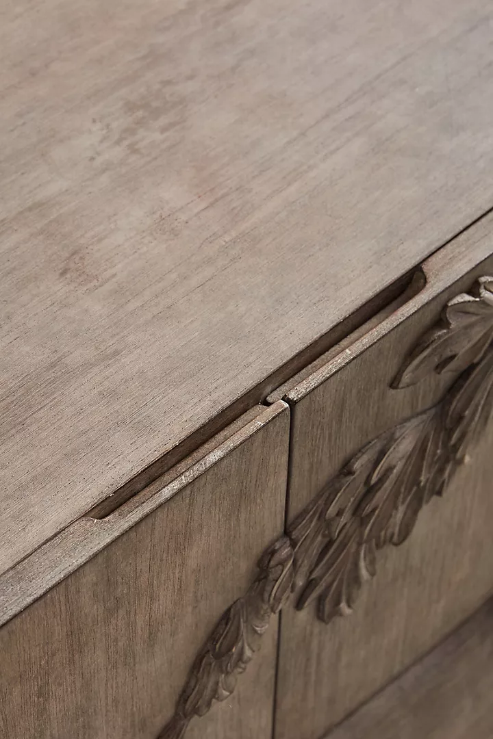 Hand-Carved Wooden Sideboard with Deer Design – Rustic Forest-Inspired Storage Cabinet