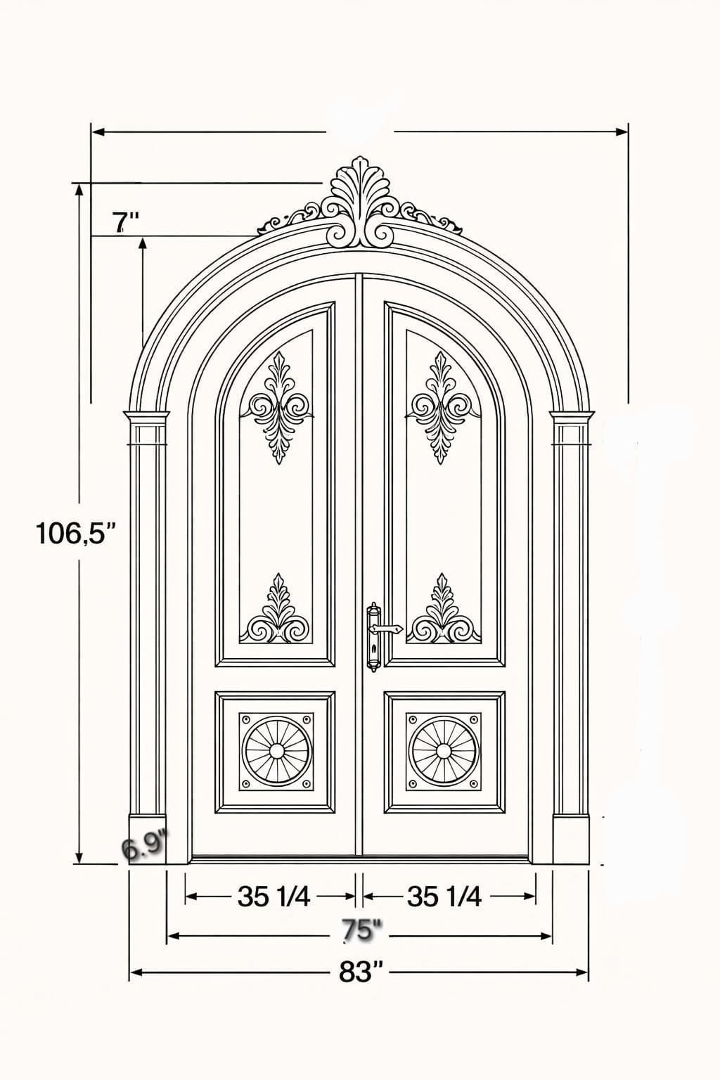 Luxury White Arched Double Door | Hand Carved French Style Entrance