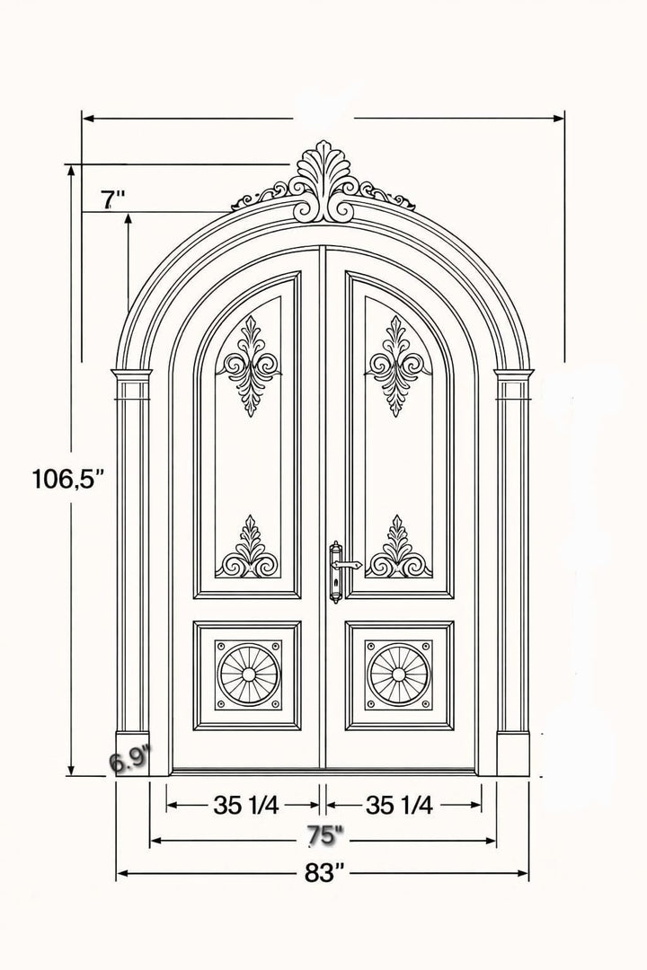 Luxury White Arched Double Door | Hand Carved French Style Entrance